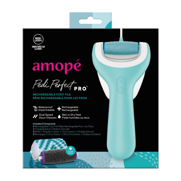 Amope Pedi Perfect Wet & Dry Rechargeable Foot File, Regular Coarse 