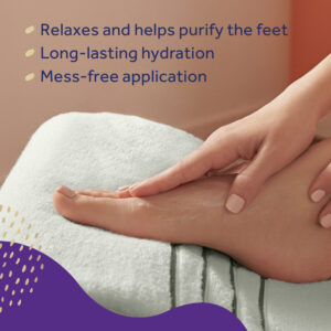 image of relaxes and helps purify the feet, long lasting hydration and mess free application