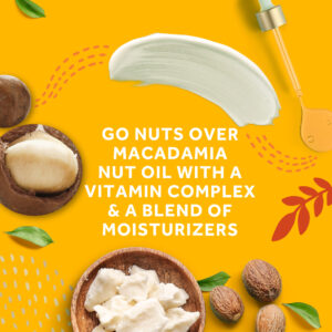 image of go nuts over macadamia nut oil with a vitamin complex and a blend of moisturizers