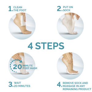 Foot mask 4 steps Instructions for use with images