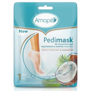 Image of amope pedimask 20 minute foot mask with coconut oil package
