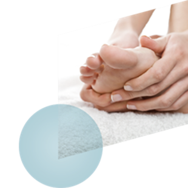Reflexology or massing foot with hands