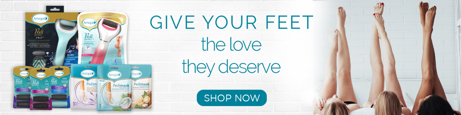 Give your feet the love they deserve with amope electronic pedi perfect pro or pedi perfect advanced and roller heads and with pedimask sock masks