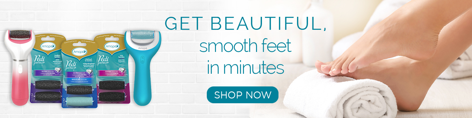 Get beautiful smooth feet in minutes with amope electronic foot file and roller heads